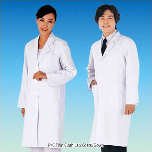 Keumsung® P/C Thin Cloth Lab Coats/Gown, with 35% Cotton + 65% PolyesterP/C 얇은소재의 고급가운-백색, Premium-type, Ideal for Laboratory &amp; Medical