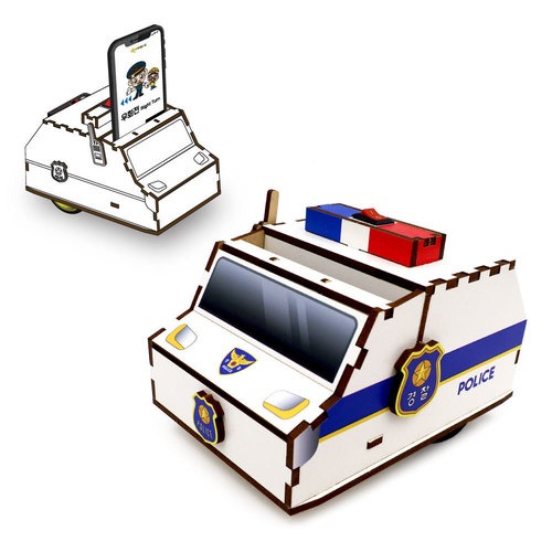 (프리미엄 우드공작 시리즈) 이미지 코딩 로봇 (경찰봇) 만들기 - 경찰차 컬러UV